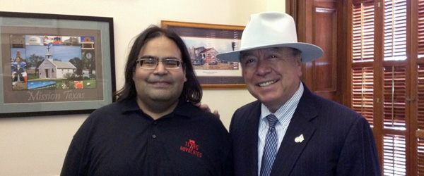 George Perez poses with Senator Juan Hinojosa