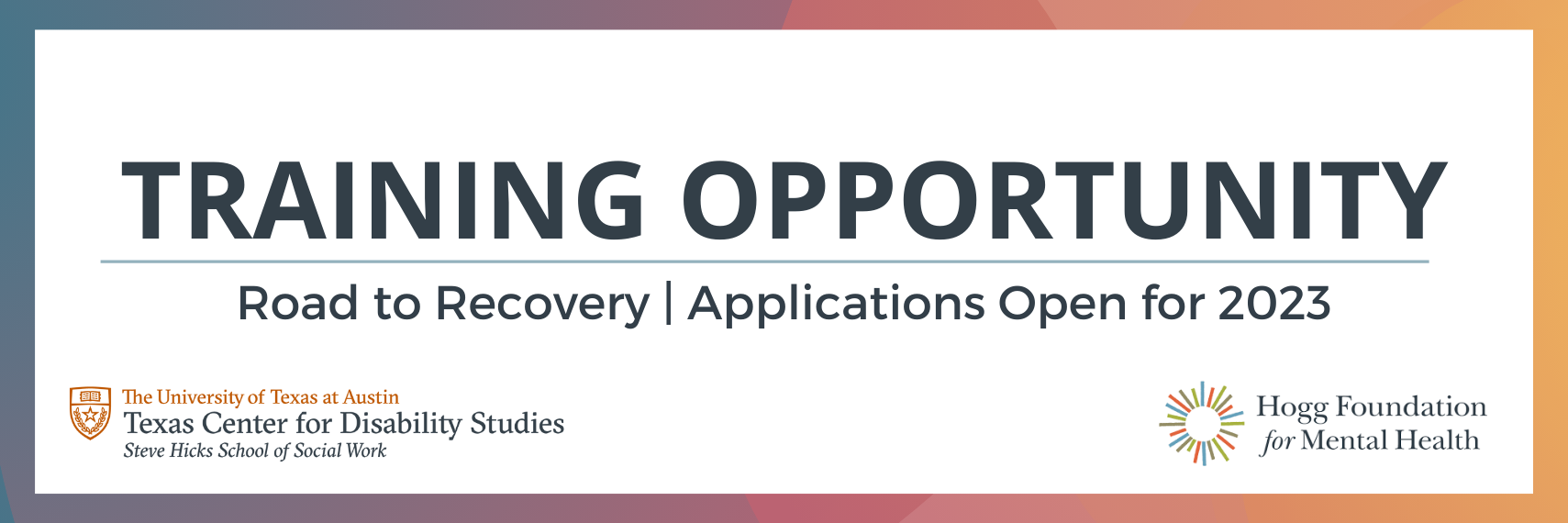 Training Opportunity. Road to Recovery Applications Open for 2023
