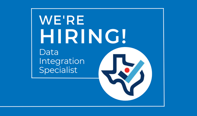 We're Hiring: Data Integration Specialist. Blue and white graphic with the TCDD logo emblem
